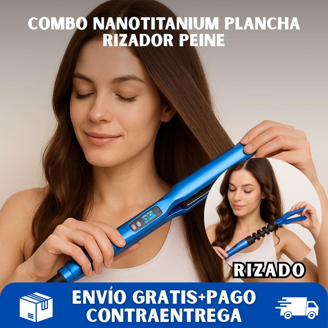 💇PROSTILO® Combo nanotitanium plancha rizador peine