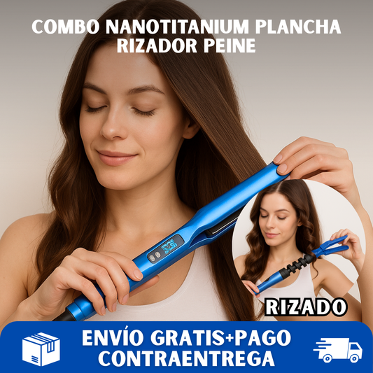 💇PROSTILO® Combo nanotitanium plancha rizador peine