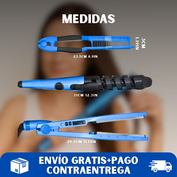 💇PROSTILO® Combo nanotitanium plancha rizador peine